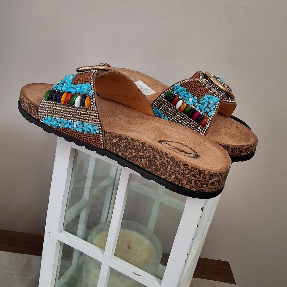 ATALINA, NWT,  5.5, Woman's Multi-Colored Embellished Sandals - Picture 7 of 7
